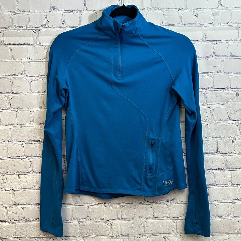 Mountain Hardwear Women's Blue Long Sleeve Quarter Zip Pullover XS Thumbholes